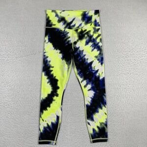 Athleta Leggings Womens Small Tie Dye Blue Yellow Elation 7/8 Tight Gym Yoga